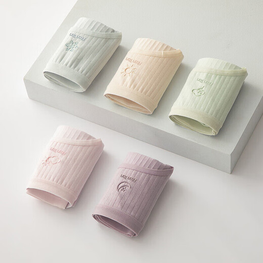FitonTon 5-piece underwear women's pure cotton crotch women's underwear antibacterial mid-waist girl weather cloud series L
