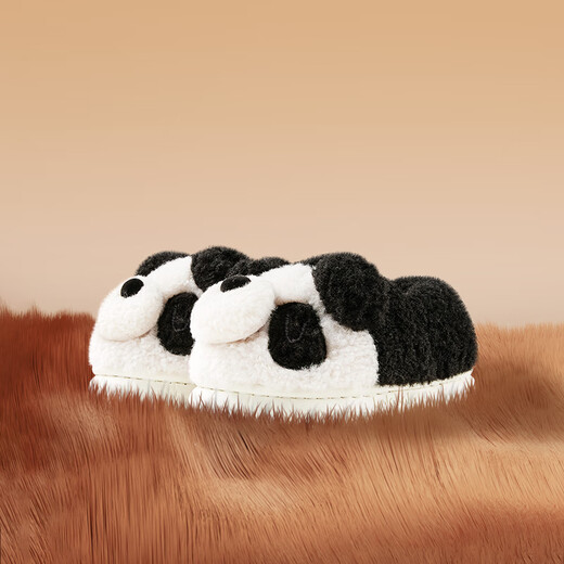 Balabala Boys Cotton Slippers Panda Cute Little Girls Indoor Home Bag Heels Furry Cotton Shoes Children's Warm Furry Shoes Winter