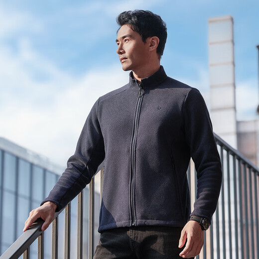 Longya Hidden Blazing Pine Polartec Light and Warm Breathable Fleece Jacket Winter Warm Commuting Stand Collar Business Abyss Blue M 175/96A
