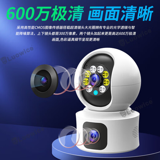 Ravish Lifetime Free Traffic Camera Home HD Monitor 360 Grado Sin ángulo muerto con visión nocturna El teléfono móvil Rotación automática puede hablar con Monitoreo de gamma en el hogar interior y al aire libre [Versión WiFi] 8 millones + pantalla dual + 64 g de día y noche a todo color + Voice Intercom + Rotación de seguimiento + seguimiento de rotación