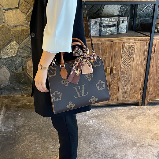 IT MANCLACYK light luxury bag women 2025 European and American big brand handheld large capacity tote bag versatile printed bag Big flower AB side (large spot)