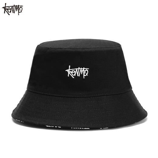 Kenmo (KENMO) double-sided fisherman hat men ins trendy brand hip-hop women versatile sun protection summer sun hat black large size