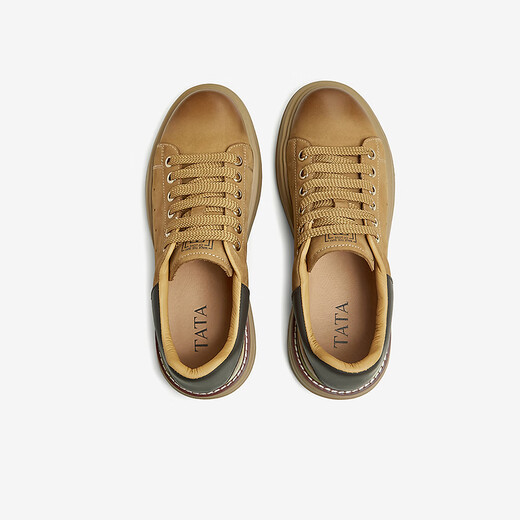 Zapatos de tablero de planta gruesos de Tata al aire libre zapatos de cuero para hombres zapatos de trabajo de cuero casual 2024 invierno nuevo vkp01dm4 marrón/carne 40 40
