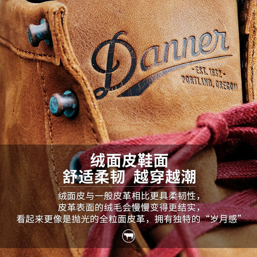 DANNER丹纳户外休闲Bull Run皮制男款手工防滑耐磨中高帮方头工装马丁靴 31660 红褐 男D版 44