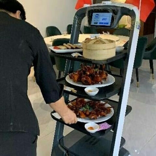 普渡科技普渡智能送餐机器人欢乐送火锅酒店饭店餐厅自动送物服务员上传菜 白色