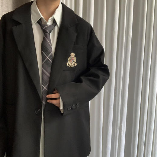 望月砂高中生成人礼服西装男生休闲套装学院风情侣毕业礼服西服男大学生 外套05衬衫领带(三件装) XL