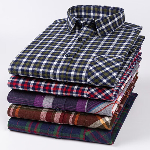 Yunting Pure Cotton Long Ärgerhemd-Hemd Frühling und Herbst verdickte Nicht-Eisen- und Pelzgeschäft sowie lässiges Hemd mittleren Alters und junger Plaid-Hemd mit großer Größe für Herrenkleidung Graublau-Gitter DM841 40 [Empfohlen 125-145jin [Jin gleich 0,5 kg]]