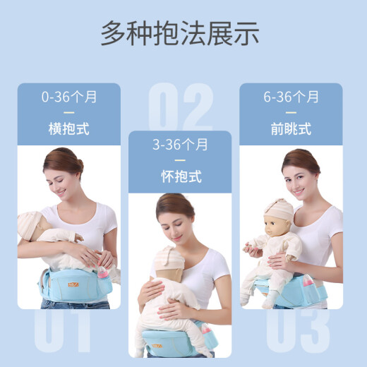 Newbell baby waist stool summer breathable baby holding artifact newborn single stool children's baby baby sitting stool waist board space gray [single stool with side bag + water cup bag]
