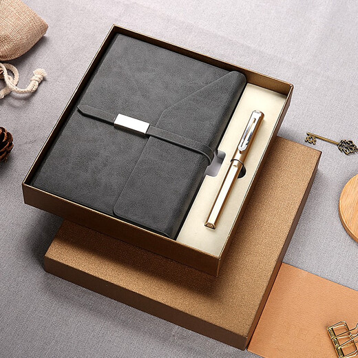 SABO A5 Notebook Custom Logo Gravierte Geschäftsnotizbekämpfungskiste Ausgezeichnete Angestellte Jahrestagung Gedenkgeschenk -Versammlungsprotokolle verdickte Büro -Briefpapier Dunkelgrau (9225) + Gold Signierstift (930) Gold Box