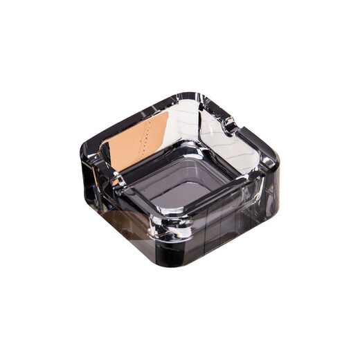 High-end crystal ashtray, European style ashtray, household crystal glass ashtray, living room, hotel Internet cafe, personalized square small bed ashtray, create a fortune, Amber 9CM