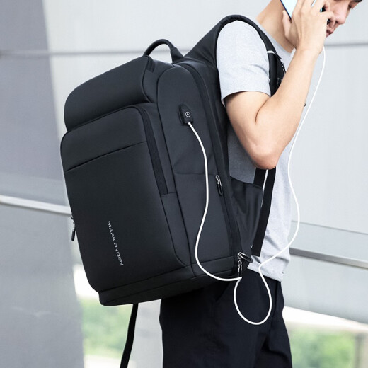 Marco Leden large-capacity backpack men's backpack laptop bag business trip MR7080 cool black plus size