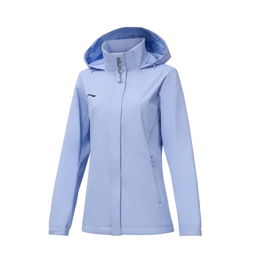 李宁运动风衣23秋季男女情侣团购连帽外套休闲运动服AFDT753/748 女款 雪青紫AFDT748-4 XL