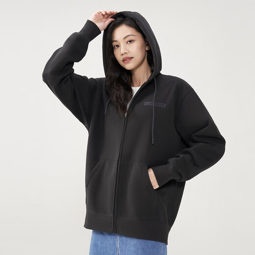 Made in Tokyo, velvet cardigan sweatshirt for men, spring and autumn, loose, versatile coat for couples, men's long sleeves, dark rock gray XL