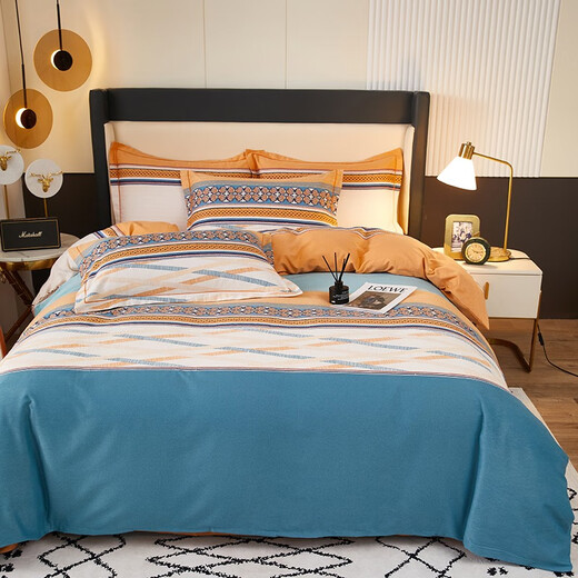 Nanjiren (Nanjiren) bed four-piece set of pure cotton brushed thickened sheets and quilt cover four-piece set quilt and mattress complete set of eight-piece set QL Glade-Ca 1.8 bed four-piece set sheet style - quilt cover 200*230