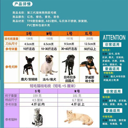 Aipu Dog Comb, Dog Hair Cleaning Artifact, Cat Comb to Remove Cat Hair, Brush Artifact, Remove Floating Hair Comb, XL Size - Special for Short and Medium-haired Dogs