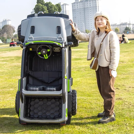 Fanku (FKU) Tank 300, детский электромобиль, двойной внедорожник, детская коляска с дистанционным управлением для мужчин и женщин, детский подарок на день рождения, флагманский серый, двойной аккумулятор, 24 В + мощность 775 + ящик для хранения