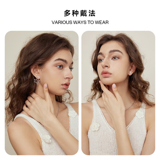 Arsis Riding the Wind and Waves co-branded Fanqi Flower Shadow Earrings Two-Wear Earrings Women's Earrings Fashion Jewelry Gifts for Girlfriends Two-Wear Flower-Shaped Zircon Earrings