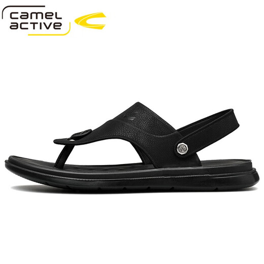 Deutsche Kamel-dynamische Männersandalen für Sommer neue lässige Strandschuhe weiche Sohle Nicht-Schlupf-Sandalen Dual-Purple-Sandalen Clip-In Flip Flopslip 3880 Schwarz (Sportschuhgröße) 39