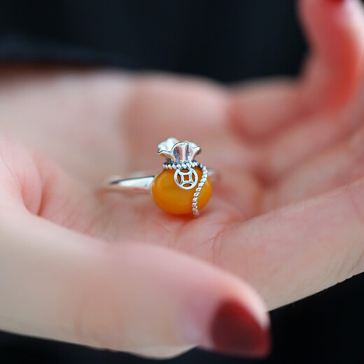 BOIGO925 Silver Beeswax Ring Women's Fashion Simple Women's Purse Open Ring New Chinese Style National Style Ring