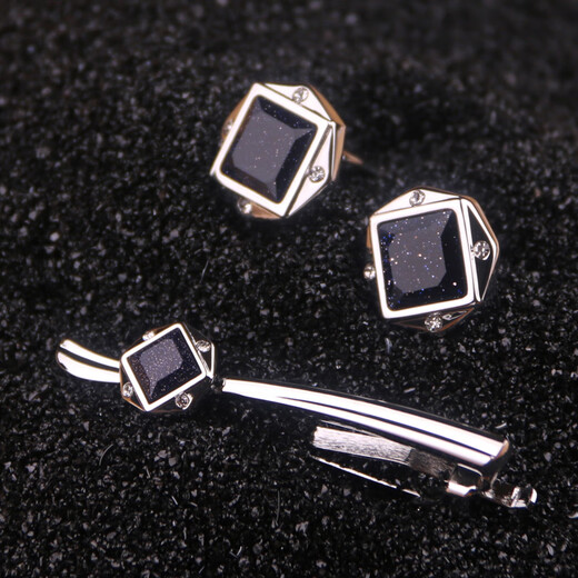 欧凡迪水晶领带夹钻领带夹男士领带夹结婚领带夹袖扣领带夹套装 玛瑙金色洛克王子