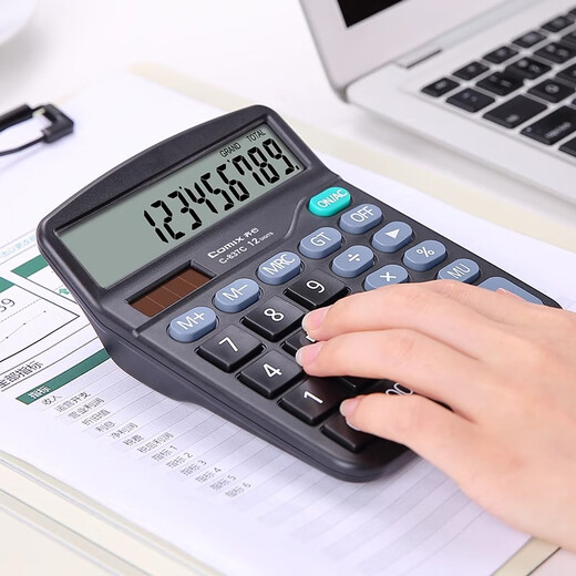 Calculatrice Qixin 837 pour la comptabilité de bureau Énergie solaire pour les étudiants pour la finance de l'université Small Portable Power Commercial Computer Equipment Stationnery Office Supplies Office de grande taille [Black] Batterie à double puissance C-837C