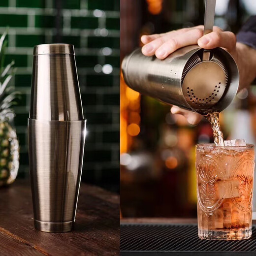 Bar Soul Stainless Steel Boston Shaker Professional Bartender Fancy American Bartender Shaker Shaker Bottomless Mirror Light