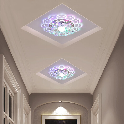 微伙客厅led射灯水晶过道灯走廊灯玄关灯嵌入式个性入户走道阳台筒灯 20CM-5W暖光【明装】