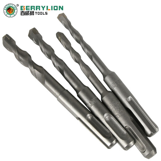 Budweiser Lion Electric Hammer Drill Bit for Concrete Cement Wall Extended Impact Rotary Square Handle Round Handle Wall Drill Four Pit Two Pit Two Slot Alloy Drill Bit 350mm 6*110mm Round Handle (Single)