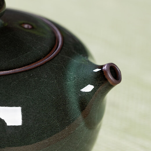 Longquan Celadon Creative Household Teapot Iron Tire Xishi Teapot Single Pot Ice Crack Ceramic Purely Handmade Kung Fu Tea Set Filter Pot Iron Tire Xishi Teapot Gift Box