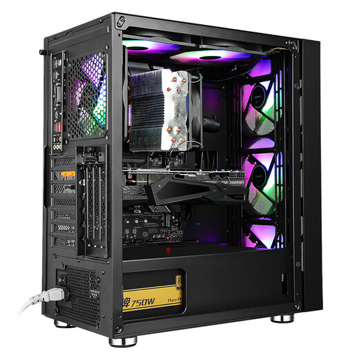 SAMA Suzaku air front panel/left panel iron mesh double-sided cooling chassis/6 fan positions/wide body hardware/supports ATX motherboard/water cooling/air cooling/can DIY vertically mounted graphics card Suzaku air black breathable iron mesh efficient heat dissipation
