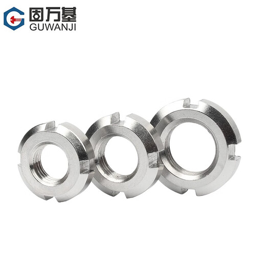 Guwanji 304 stainless steel round nut slotted nut GB812 locking fine tooth stop and cap four-slot nut accessories M16*1.5 (1 piece) 304 material