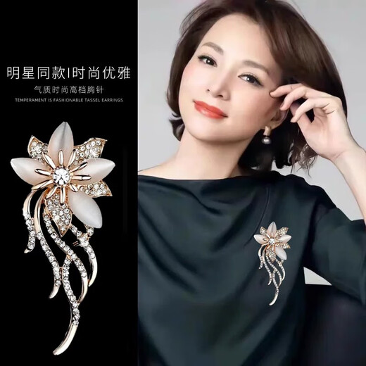 Idel's new jewelry Korean style fashion imitation cat's eye retro diamond brooch clothing decorative corsage creative pin gift colorful flower brooch XZ0062