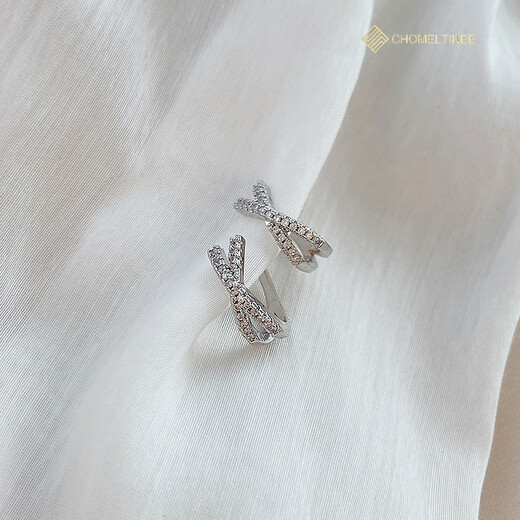 CHOMELTINEECHOMELTINE ear bone clips for women Korean gift X letter fork earrings temperament versatile non-pierced ear clips a pair of ear bone clips