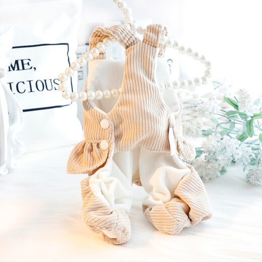 Vêtements de chiots de canard hip-hop, vêtements chauds d'automne et hivernaux, salopettes en dentelle en velours côtelé, vêtements à quatre pattes de chien, manteau en coton, vêtements en peluche, sangle en dentelle pourpre M-Songée 5-7 Jin [Jin est égal à 0,5 kg]