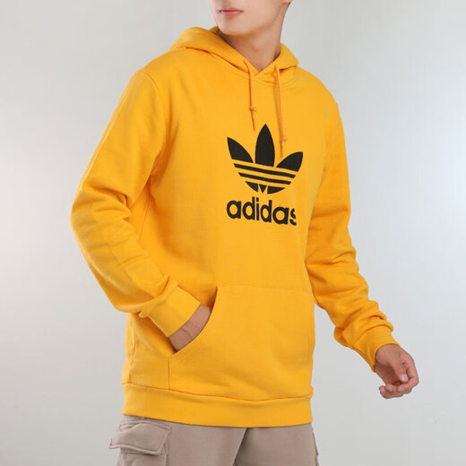 阿迪达斯 （adidas）三叶草男士上衣2025春秋季运动休闲连帽防风套头衫卫衣 GD9923黄色  XL -58