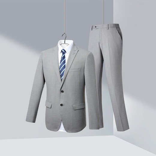 Shanghai Haoyu Suit Men's Business Formal Suit Fit Professional Wear Light Gray Two Button Wedding Suit with Mid Slit H2 Gray XL (175) Recommended 125-140Jin Jin equals 0.5 kg