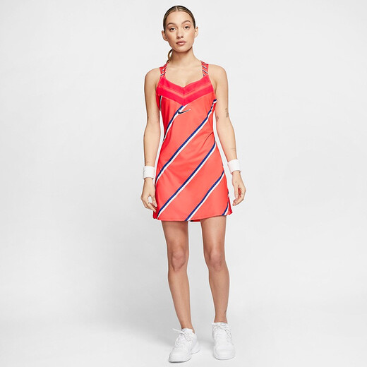 NIKE耐克网球裙子法网连衣裙女短裙运动背心百褶裙CI9227 橙红CI9227-644 M