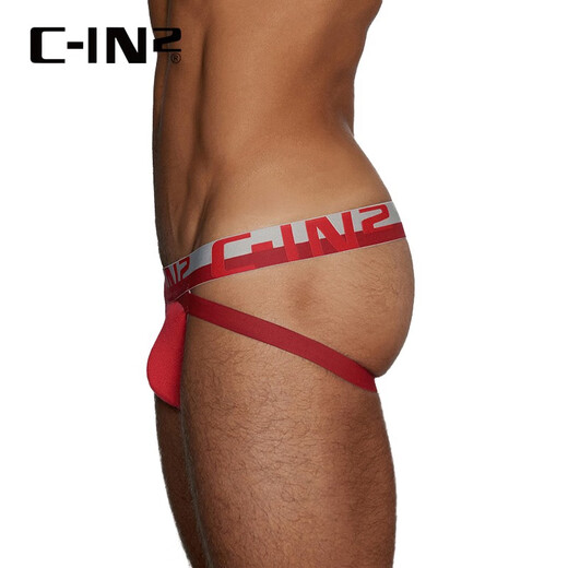 C-IN2 new thong for men's low waist sexy U convex bag hip-exposed comfort double thong for men 5626FA red 641- 1 L suitable for 2 feet 6-2 feet 7 waist (size 34-36)