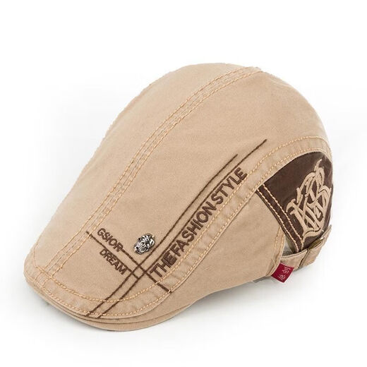 TIE Stone Hat New Corean versión de Forward Hat Beret Men and Women British Gentleman Hat Painter Trend (Caki) Tamaño ajustable