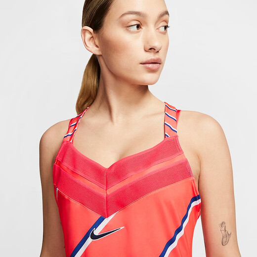 NIKE耐克网球裙子法网连衣裙女短裙运动背心百褶裙CI9227 橙红CI9227-644 M