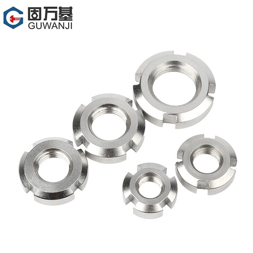 Guwanji 304 stainless steel round nut slotted nut GB812 locking fine tooth stop and cap four-slot nut accessories M16*1.5 (1 piece) 304 material