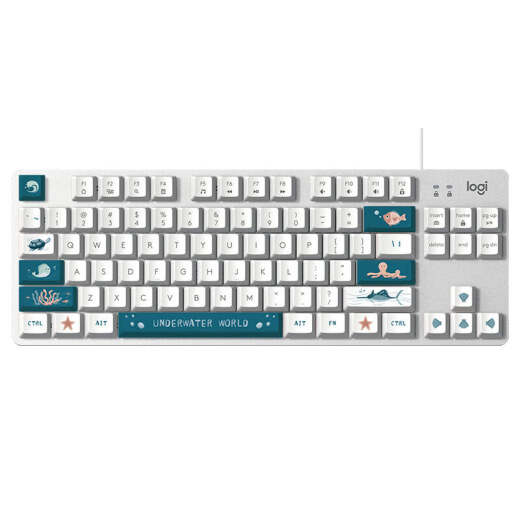 罗技（Logitech）K835机械键盘有线游戏电竞键盘84键电脑办公键盘个性pbt键帽送男生女友礼物 K835海洋键帽版 红轴