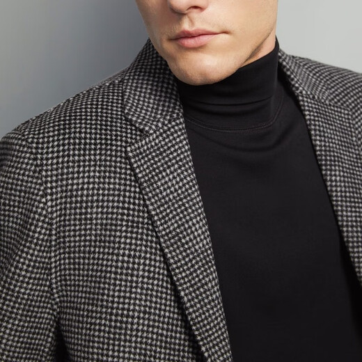 
Seven brand [wool] suit jacket for men in spring new fashion trend slim single jacquard anti-wrinkle suit for men black B48 (175/96B)