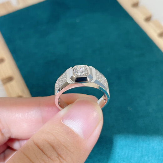 Jiajian Jewelry White 18K Gold Engagement Wedding Men's Diamond Ring GIA Loose Diamond Ring Customized Luxury Diamond Ring Men 18K Gold SI/DE GIA Diamond 50+30 Points