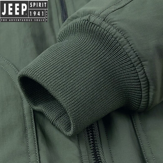 JEEP SPIRIT Pilot Cotton Jacket Men's Autumn and Winter Cotton Thickened Work Jacket Loose Trendy Casual Large Size Baseball Army Green XL