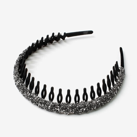 Idel spring and summer broken hair wavy hair hoop for women with toothed anti-slip face wash headband for women, press hair bundle 2025 new headwear hole starry hair hoop F1737 black