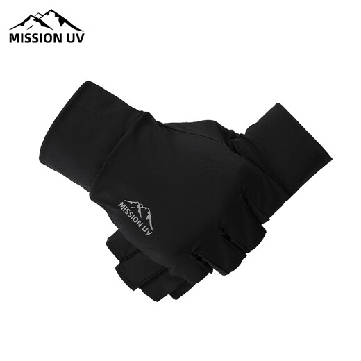MISSION UV Ice Silk Sun Protection Gloves Men's Half Finger Driving Fishing Outdoor Cycling Men's Anti-UV Thin Gloves BX091