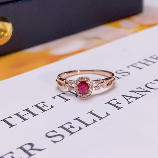 Eba Jewelry Pigeon Blood Red 0.5ct Ruby Ring 18K Gold Inlaid with Diamond Ring for Girlfriend’s Birthday Gift 0.5 Carat Size Message (Spot Size 9 to 20)