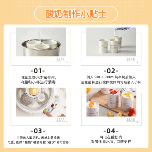 小熊（Bear）酸奶机 家用全自动大容量分杯米酒机酸奶发酵菌纳豆泡菜机SNJ-C10P2（浅绿）