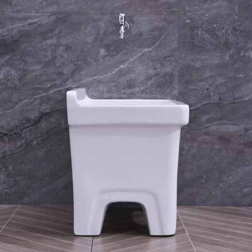 Lefit (lfte) bathroom ceramic wash mop pool balcony mop trough household Taiwan control large, medium and small mop basin courtyard mop pool 5058 basket water + faucet delivery to home